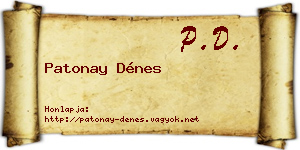 Patonay Dénes névjegykártya
